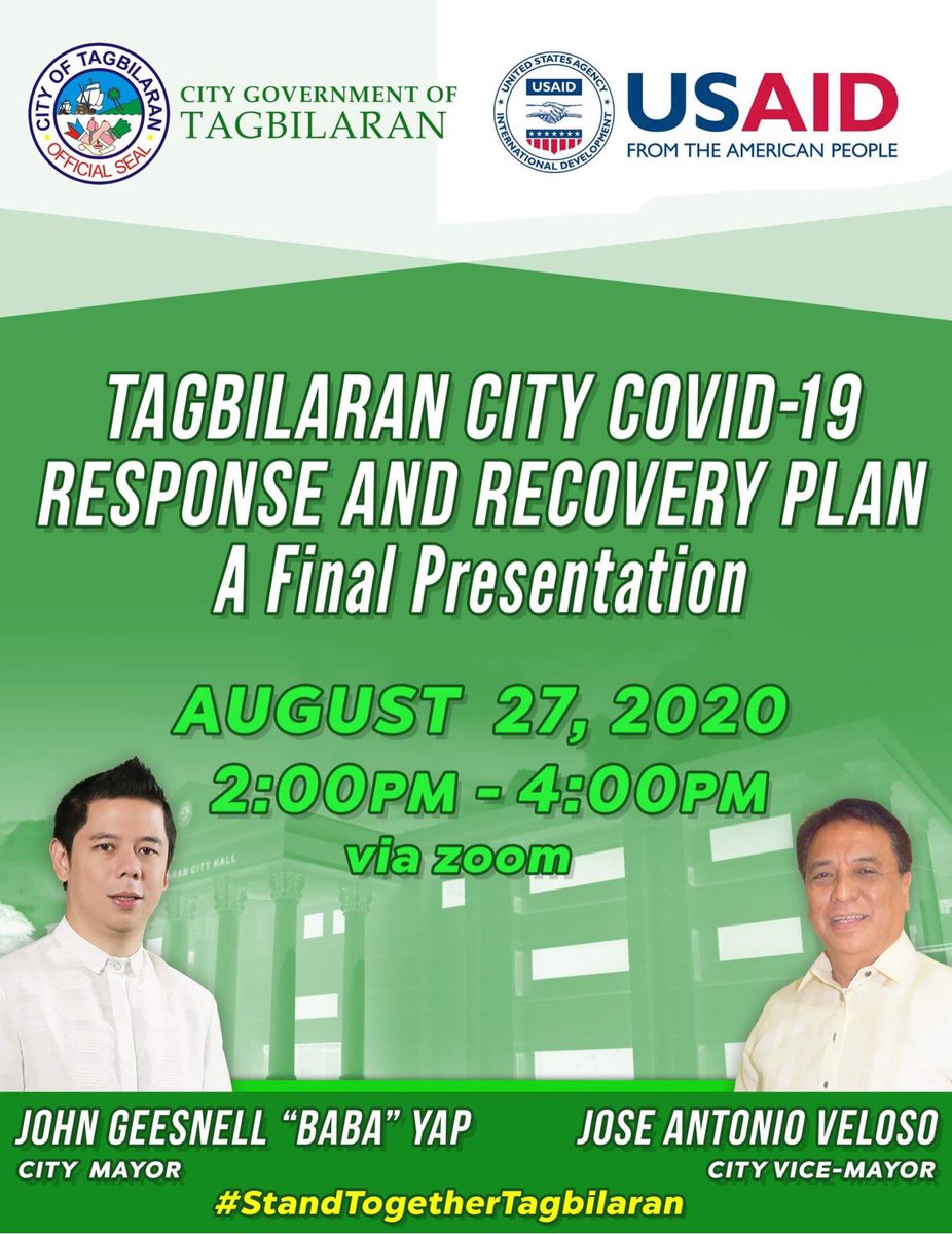 Tagbilaran City, with the support and technical assistance from the USAID/SURGE Project presents its COVID 19 Response and Recovery Plan to Tagbilaran stakeholders on August 27, 2020 via Zoom. USAID/SURGE project provides technical support in the preparation of the plan.