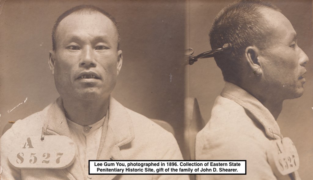 7/13 One of the first historic photos visitors see at Eastern State is of Lee Gum You (A-8527). Before receiving a pardon in 1908, he spent 4 years in the prison’s hospital with an abscess on his back. He was one of nine Chinese immigrant prisoners held at ESP.  #HiddenESP