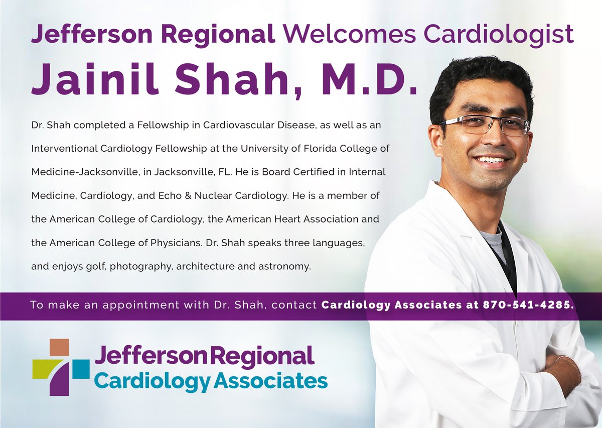 JRMCArkansas's tweet photo. We are proud to welcome Jainil Shah, M.D. to our medical staff. https://t.co/ju5JgUeC2c