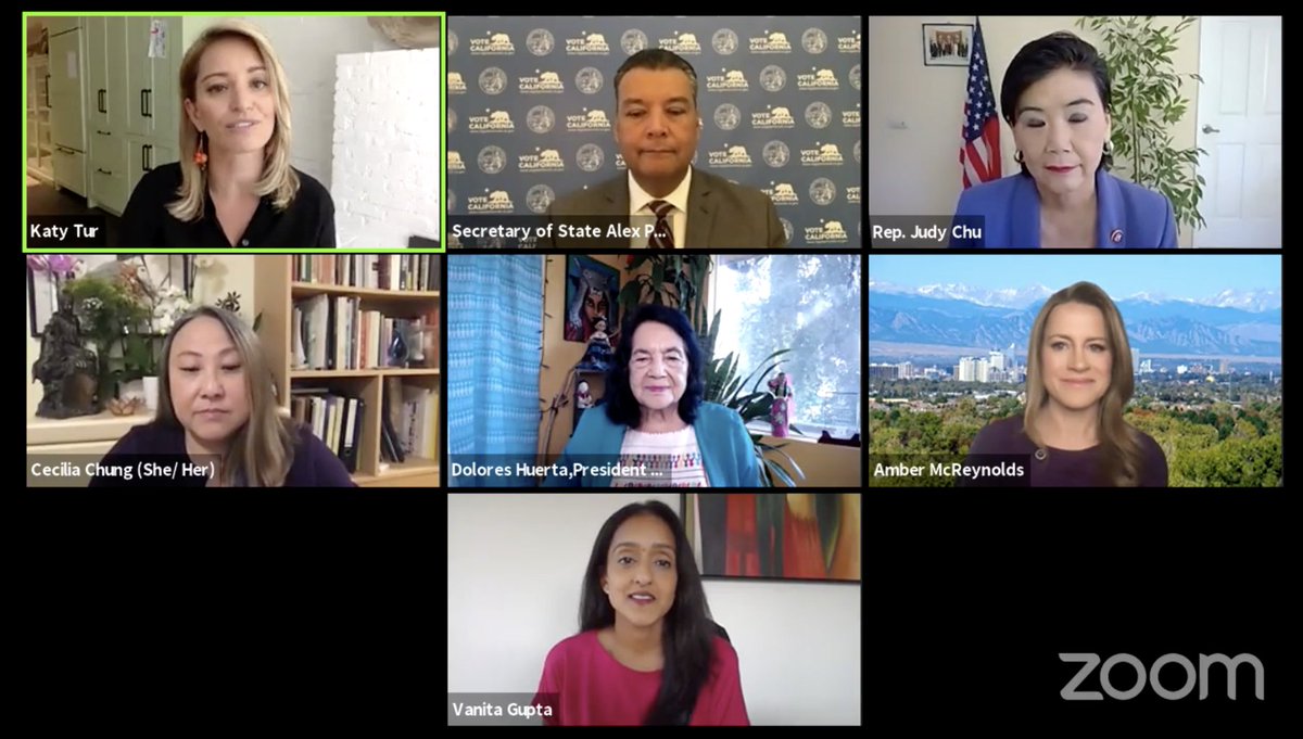A screenshot of the seven participants on the Facebook Live event.