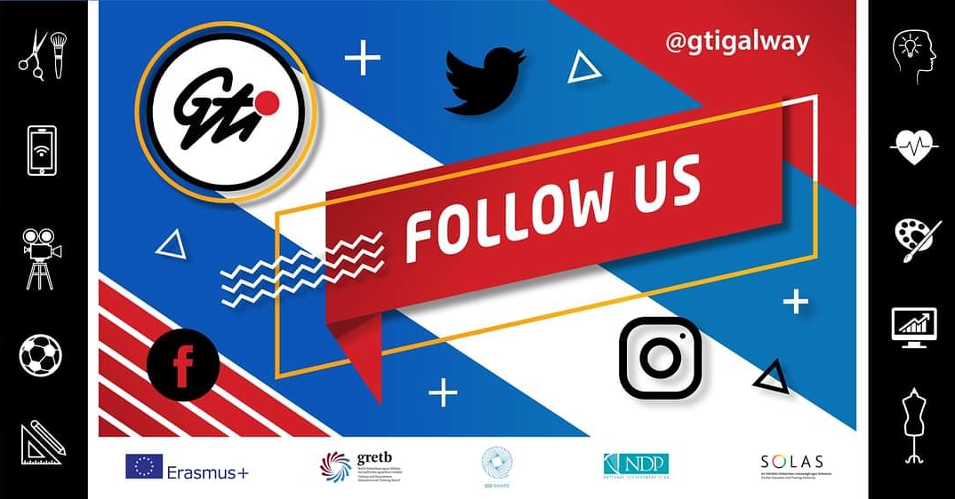 Follow us on social media to stay connected with all of our latest news, activities and events. You can find us on 𝗧𝘄𝗶𝘁𝘁𝗲𝗿, 𝗜𝗻𝘀𝘁𝗮𝗴𝗿𝗮𝗺, 𝗙𝗮𝗰𝗲𝗯𝗼𝗼𝗸, 𝗬𝗼𝘂𝘁𝘂𝗯𝗲 <a href="/GTIGALWAY/">Galway Technical Institute</a> and on our website at gti.ie. #FETandME #GRETB #thisisfet #ThisIsFET