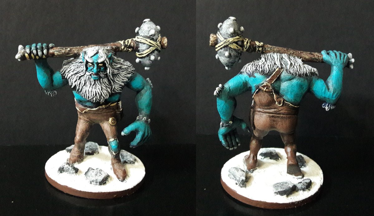 Giant from DESCENT: JOURNEYS IN THE DARK (1. Ed.) Boardgame. I really liked the idea of making this an 'Ice Giant' and I'm quite happy with the result :)

#PaintingMiniatures #MiniPainting #PaintedMinis #ttRPG #WePaintMinis #PaintingBoardGames