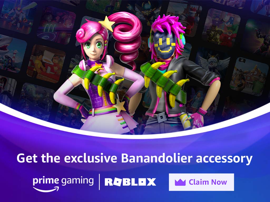 Prime Gaming on X: Make all your @Roblox friends jealous with the unique  Banadolier accessory for #PrimeGaming players 🍌👑 Claim it at the link and  post a screenshot of your character rocking