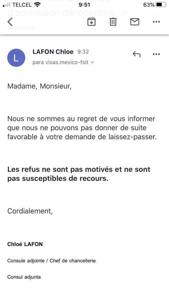 clementsoria's tweet photo. @AGenetet @HConwayMouret @JY_LeDrian 9h32: envoi d'un mail commun de refus de LP par @FranciaenMexico sans justification. Même heure d'envoi, non nominatif, ou, comment confirmer que LP=MASCARADE? HONTE À VOUS @JBLemoyne @francediplo #LoveIsNotTourism #incompetent #droitsdelhomme https://t.co/lYMeZVvjJs