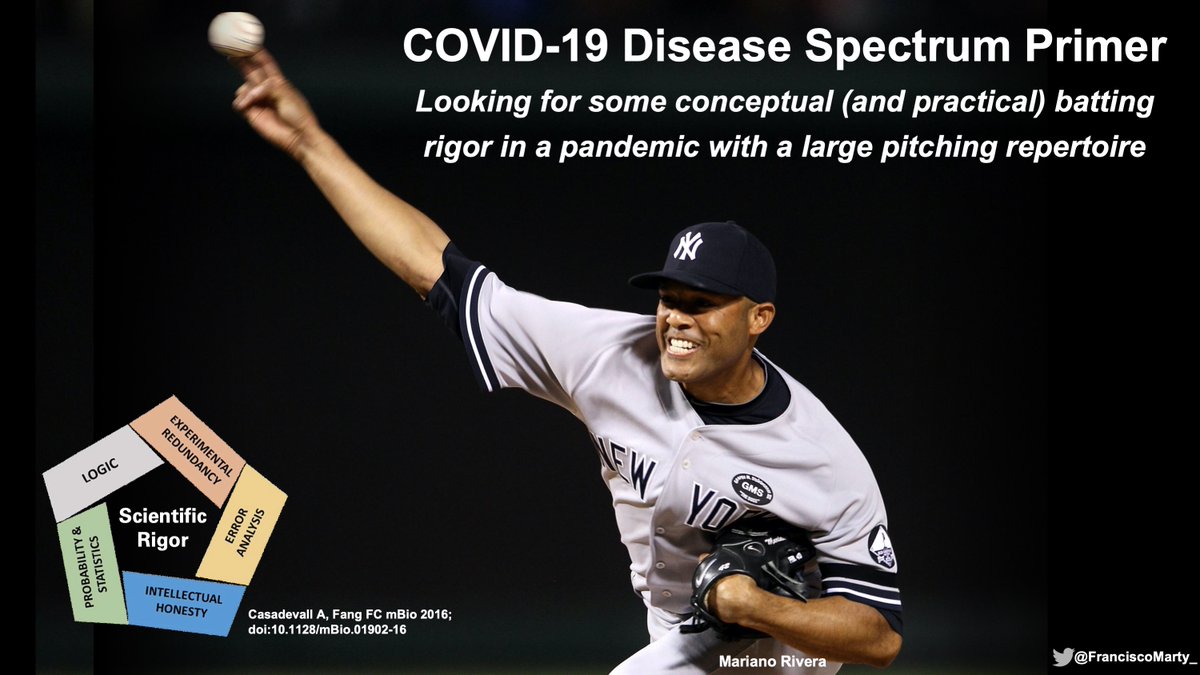 Have been thinking on useful lessons from  #COVID19 randomized treatment trials published to date, want to explore the disease spectrum of clinical  #SARSCoV2 infection (aka, CoViDisease) and put some ideas we can discuss and see if they can help with interpretation & new designs.