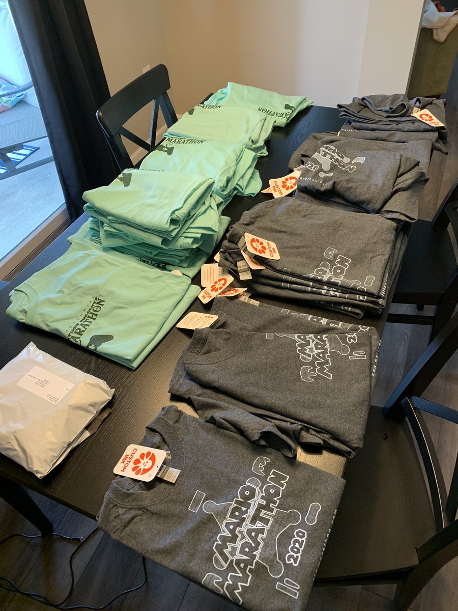 Final shipment of Mario Marathon shirts arrived yesterday. Shipping out the rest of the prizes this week!