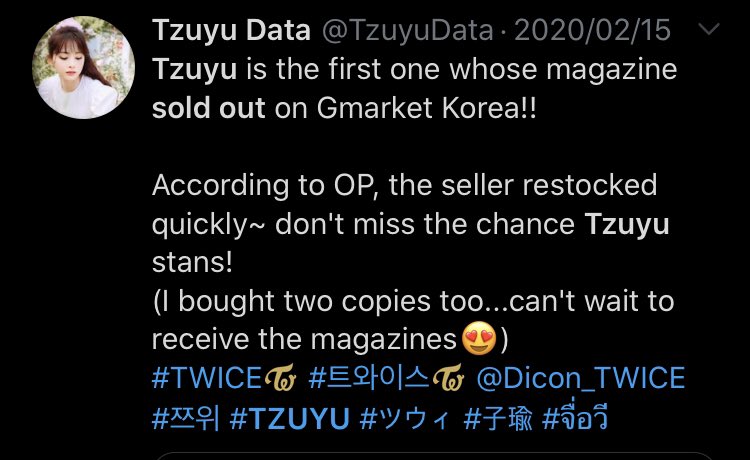 The first member to sold out in everything they endorse and in their magazine(1)