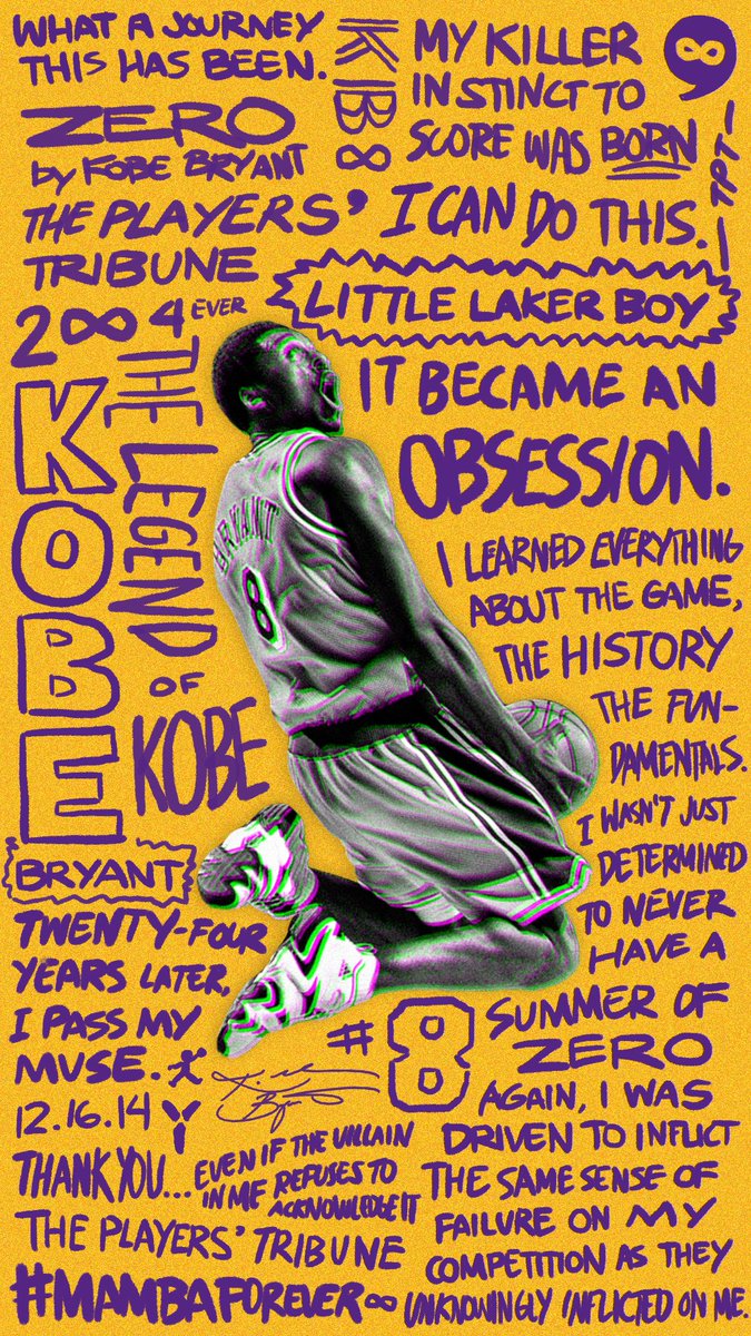 PlayersTribune's tweet photo. 💜💛 #MambaMentality for #WallpaperWednesday 💜💛 https://t.co/xN3ePaIk0M