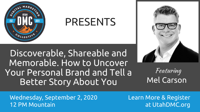 Delightful's tweet photo. Join @MelCarson on September 2, 2020 at 12PM MT for his session at the #UtahDMC Digital Event. Be a part of this actionable journey to define your audience, uncover your personal brand and establish your professional purpose! Don’t miss out. https://t.co/1o2WgMjdon https://t.co/WgVmenl1NJ