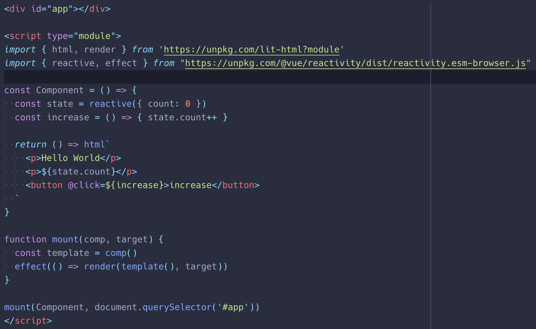 Evan You on Twitter: "Using Vue 3's reactivity module + lit-html to build a custom framework (/cc @justinfagnani): https://t.co/8YxR94gkQT" / Twitter Evan You on Twitter: "Using Vue 3's reactivity module + lit-html to build a custom framework (/cc @justinfagnani): https://t.co/8YxR94gkQT" / Twitter