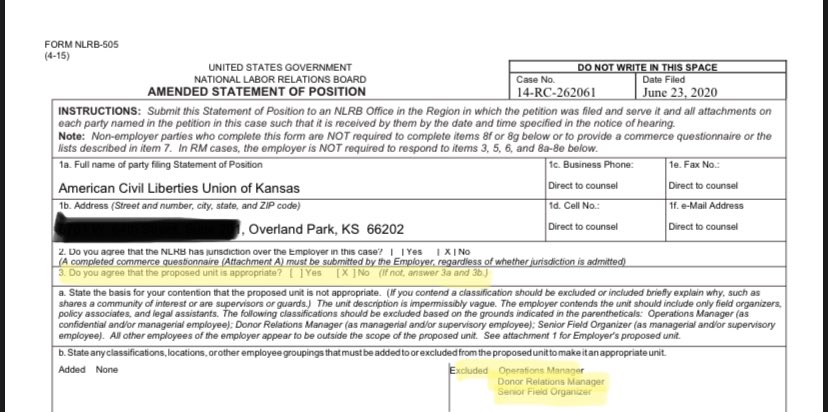 Hirsch continued with the other half of Ogletree’s strategy- incorrectly classifying half our workers as part of management, a common union busting tactic to chip away at solidarity and drag out NLRB hearings.