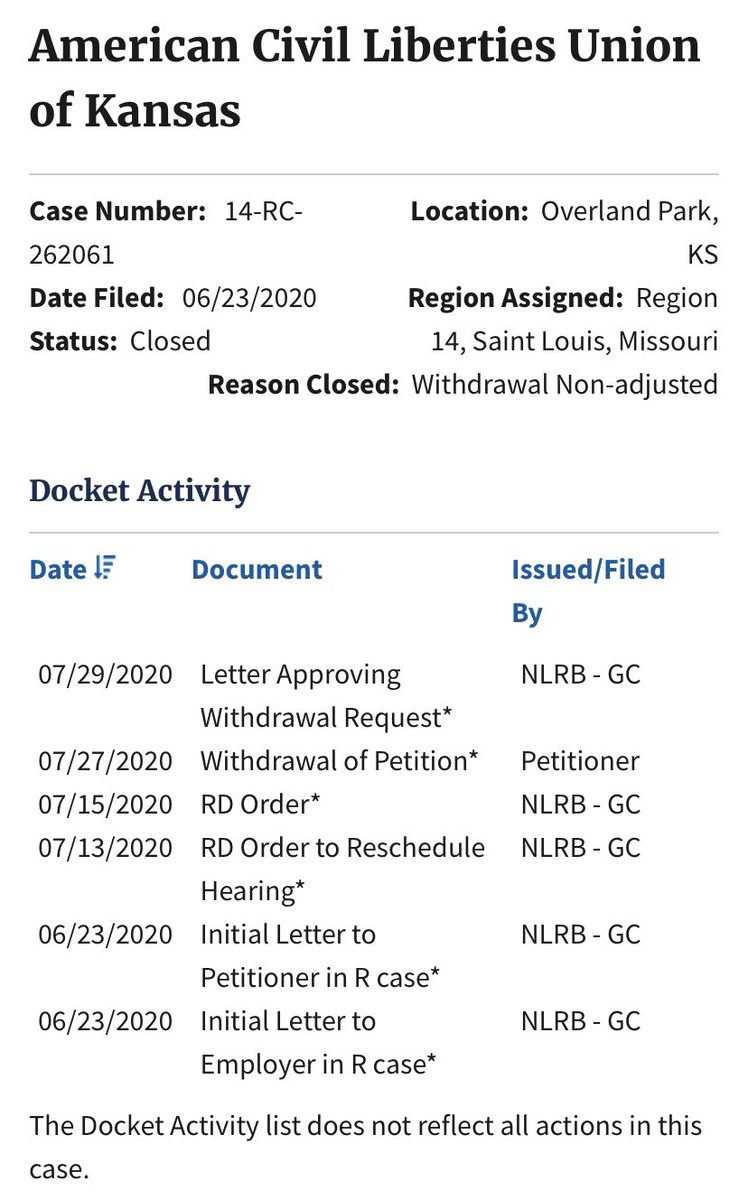 Hirsch and the ACLU’s denial of these workers required us to fight for it in an NLRB hearing. For a month we fought this tactic with internal advocacy but still prepared our case. They dropped the challenge the day before the hearing.