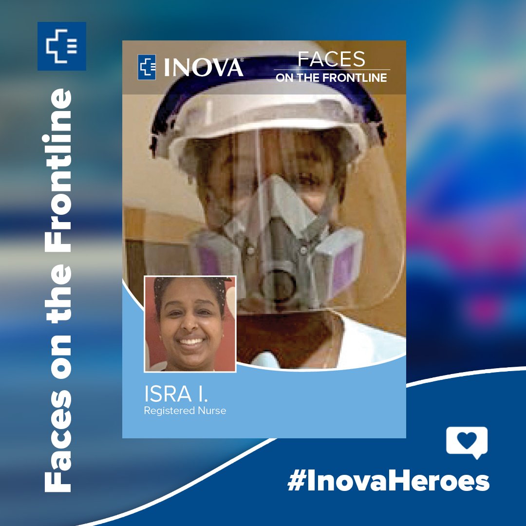Our #InovaHero Isra has been a RN at Inova for two years, and is most proud of helping patients with #COVID19 recover. Read more about Isra and Inova’s #FacesOnTheFrontline: bit.ly/InovaFaces_TW