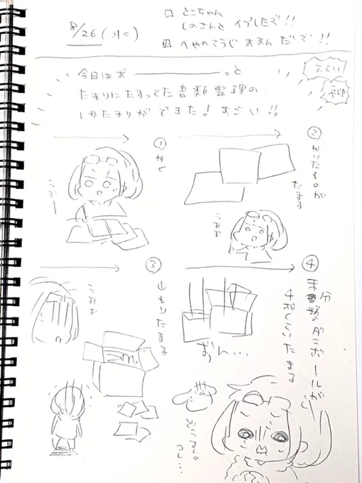 きょうのにっき。

描けば描くほど紙が増えて
どんどん脳味噌がごちゃついて行くのがしんどかったのだけど

整理整頓のやり方を知らなかったんだなぁ…(・∀・)

えげつないメモ魔なのだけど、分類がおっつかないと脳が死ぬね!

分類分けは脳の圧縮!!

脳の容量が空いてきたぞ!! 