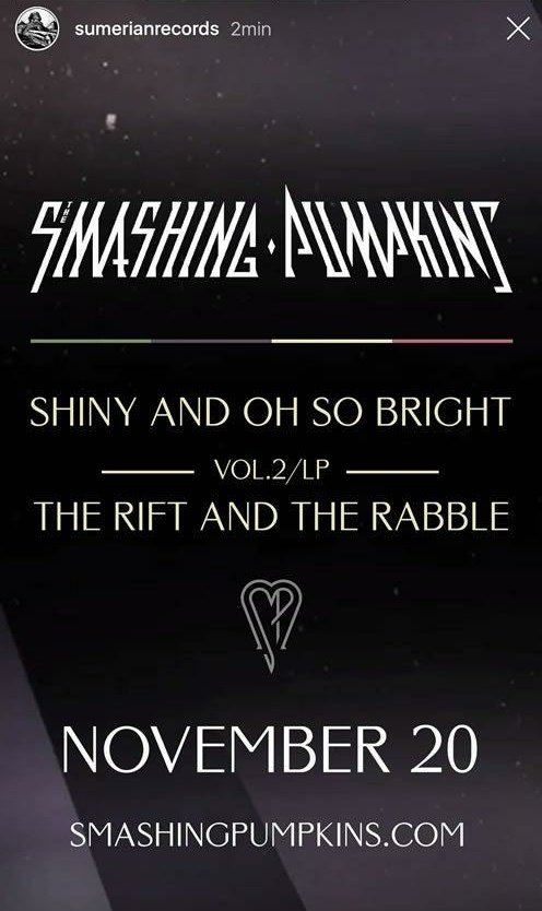 splocal365's tweet photo. Via @SumerianRecords new @SmashingPumpkin album name and release date. #smashingpumpkins https://t.co/c9JGpwp3zO