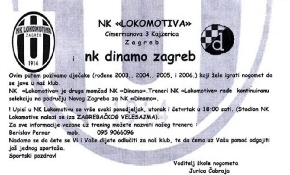 Here's a flyer in which Lokomotiva is inviting kids to join their school of football, emphasizing that their coaches are "actively selecting players from Novi Zagreb" who could join Dinamo. Basically a RBL/Red Bull Salzburg link, but in the same (first!) division for years.
