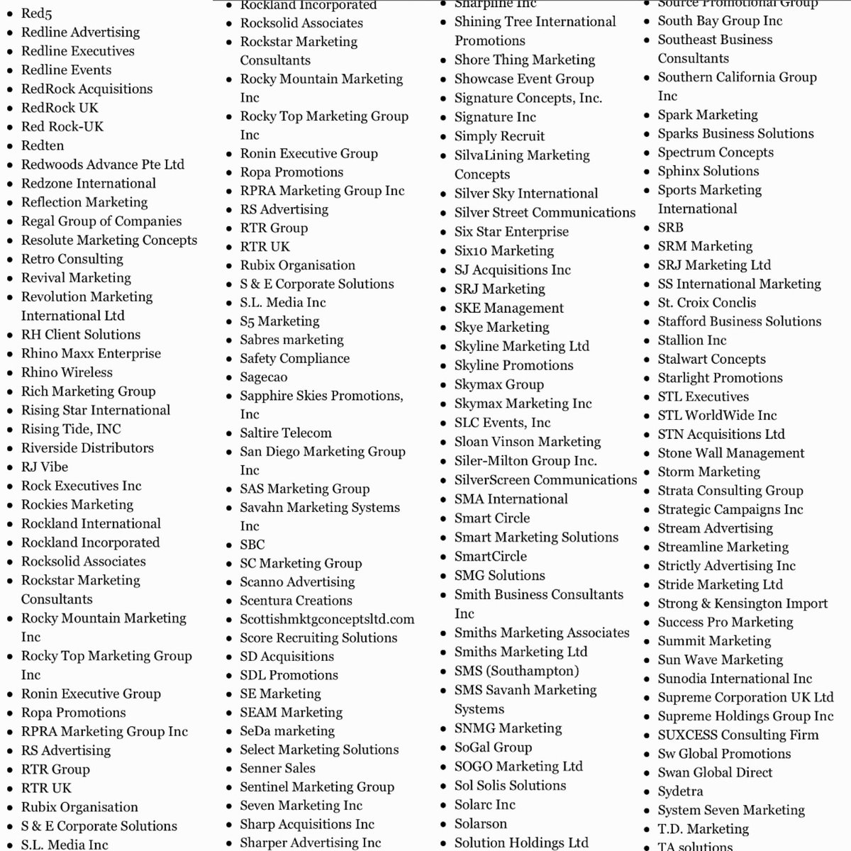 They also make you relocate if you have to and say they’ll give you a grant to help for start living costs which they don’t, so then you’ve wasted time and money. The list is VERY LONG so if you apply for a job, this list is alphabetical anyways, check if the company is on it