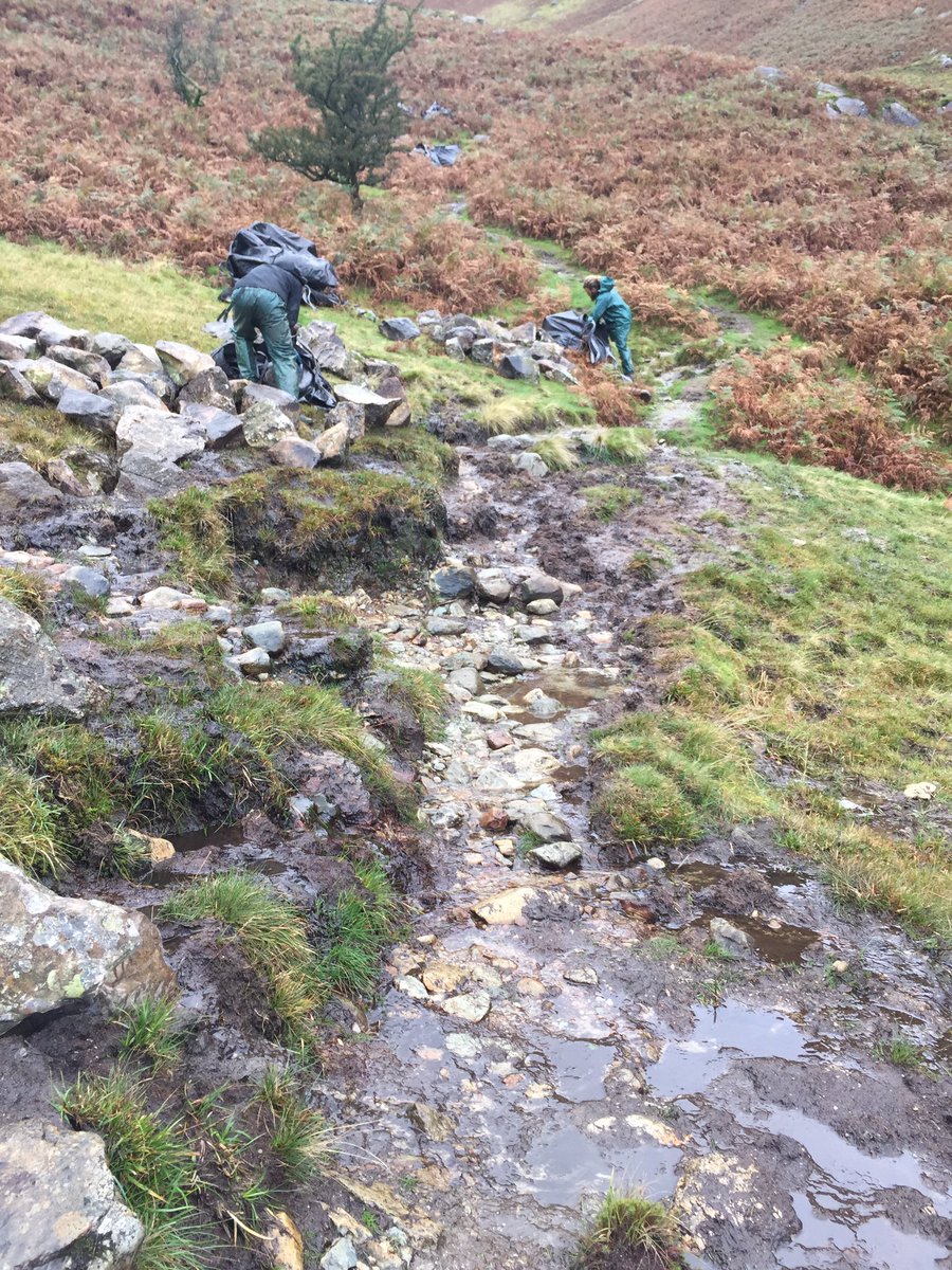 NTLakesFells's tweet photo. In putting in a combination of pitching, stepping stones and drainage, we’ve stabilised the path line, reduced the erosion and as such minimised material being lost into water courses.  All in all a good job done! @fixthefells https://t.co/JwctO1ezoT