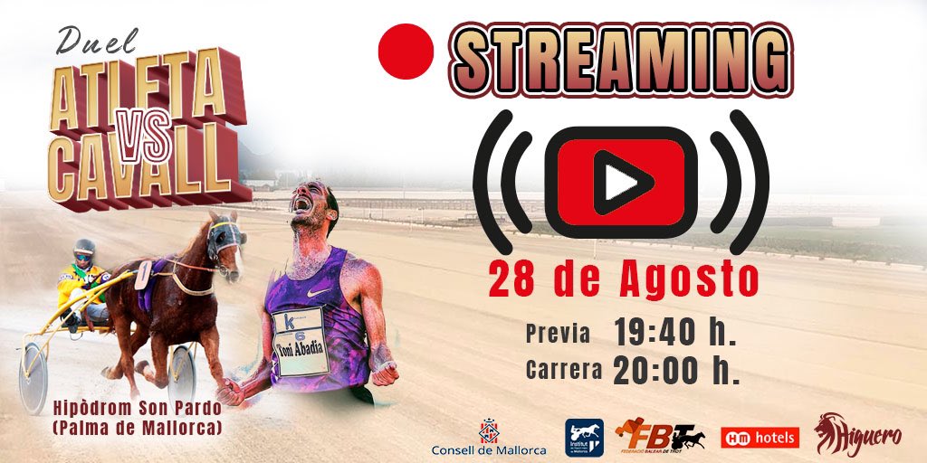 📲🎥 EMISION en Directo: 
👉”Desafío ATLETA vs CABALLO”
🔗Enlace: youtu.be/L9Oz2TqRGY4
🗓Viernes 28 de agosto. 
⏰Previa 19:40h.
⏰Carrera 20:00h.