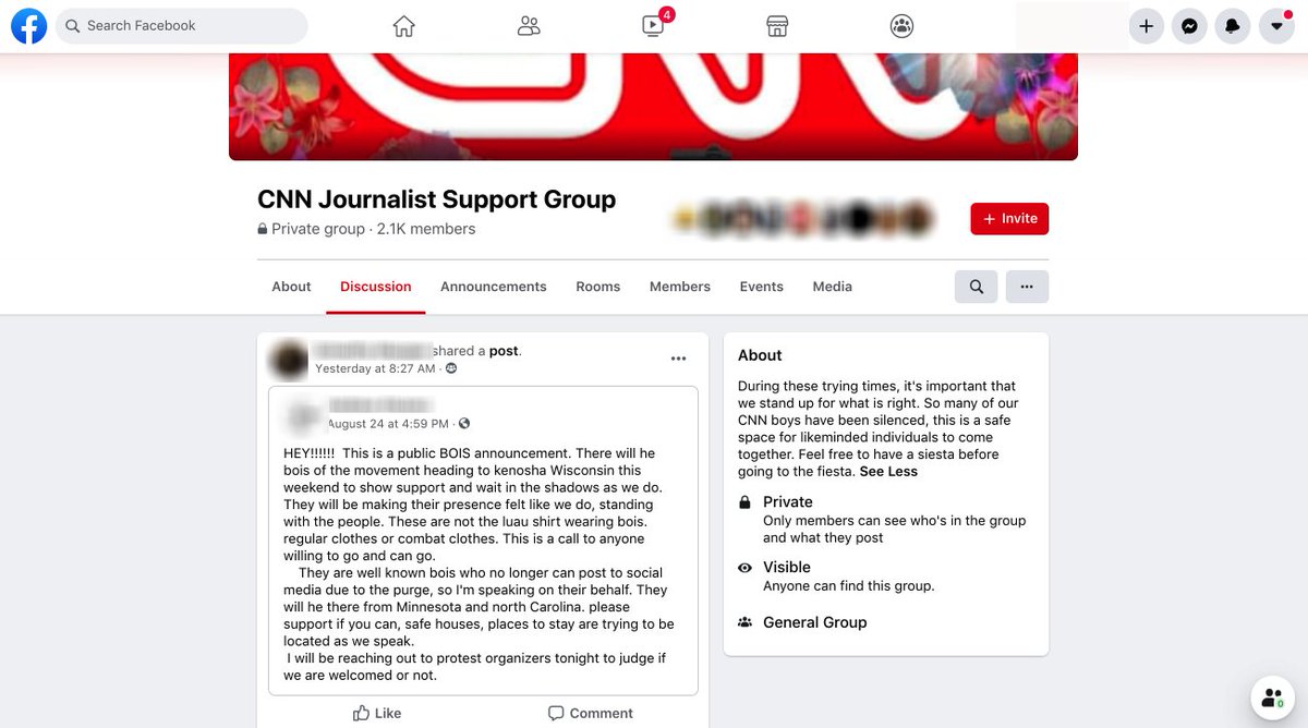 After TTP’s report earlier this month, Facebook has once again failed to remove large national-level boogaloo groups. Several now have thousands of members, and they’re once again organizing to take up arms in places like Wisconsin and Louisiana.