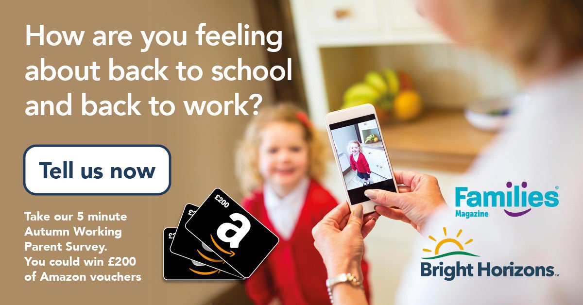 Take the Bright Horizons Family Survey and help us to help YOU.

Click here for survey
surveymonkey.co.uk/r/BHFMAUG

@BrightHorizons