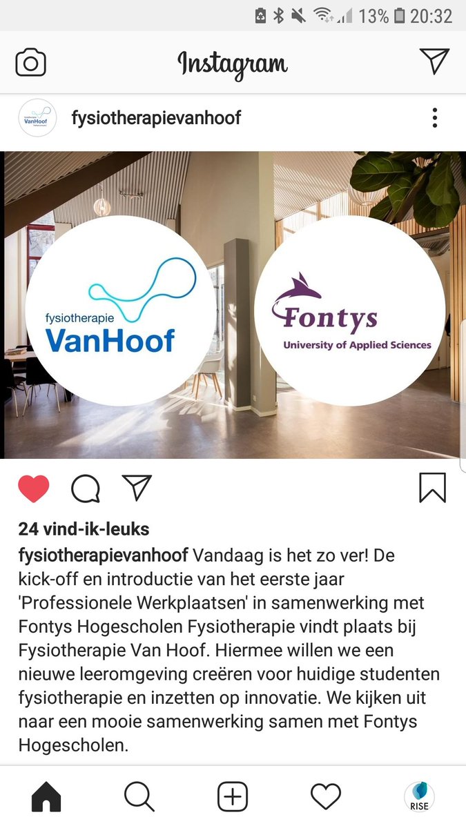 Ook op Instagram aandacht voor onze samenwerking #trots <a href="/Fontys/">Fontys</a> @FontysFPH <a href="/uwschouder/">Joost van Sijll</a>  #fysiotherapievanhoof. Zo belangrijk om te leren en innoveren  in de authentieke omgeving!