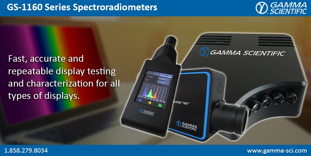 gammascientific's tweet image. The easy-to-use, compact, portable and lightweight comprehensive GS-1160 series #spectroradiometers coupled with LightTouch uSpectrum and uFlicker software provide near real-time measurements and insight for production, Quality Assurance, and R&amp;amp;D.

#GammaScientific #DisplayTest