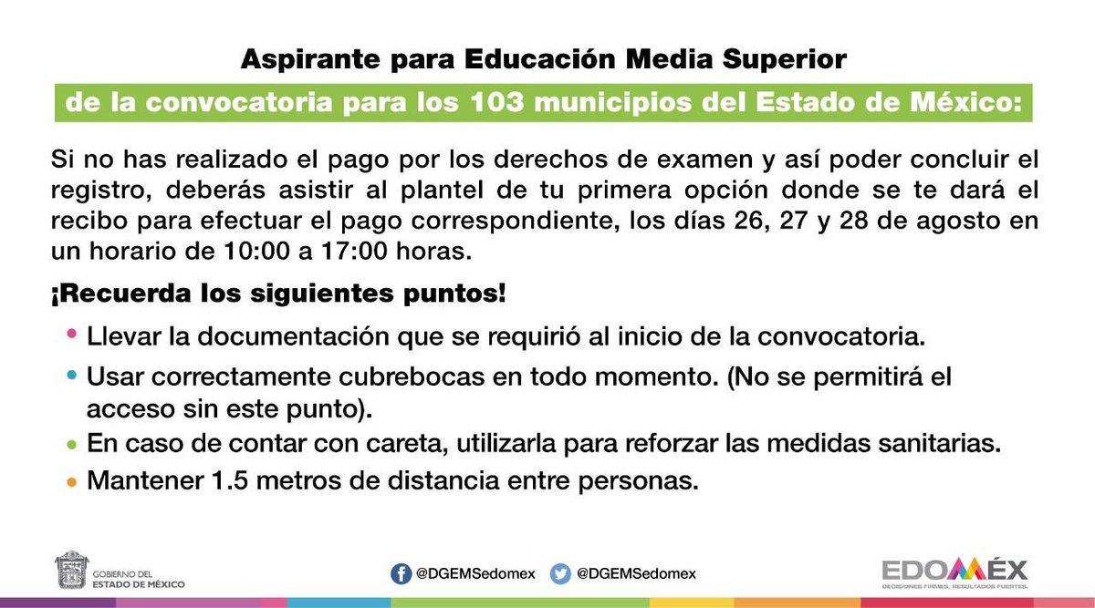 DGEMSedomex's tweet photo. ¿Eres aspirante para Educación Media Superior en el concurso de los #103Municipios del #edoméx? 
        ¡Esta información es para ti! 👇🏼😌 https://t.co/ccU4oBlnoB