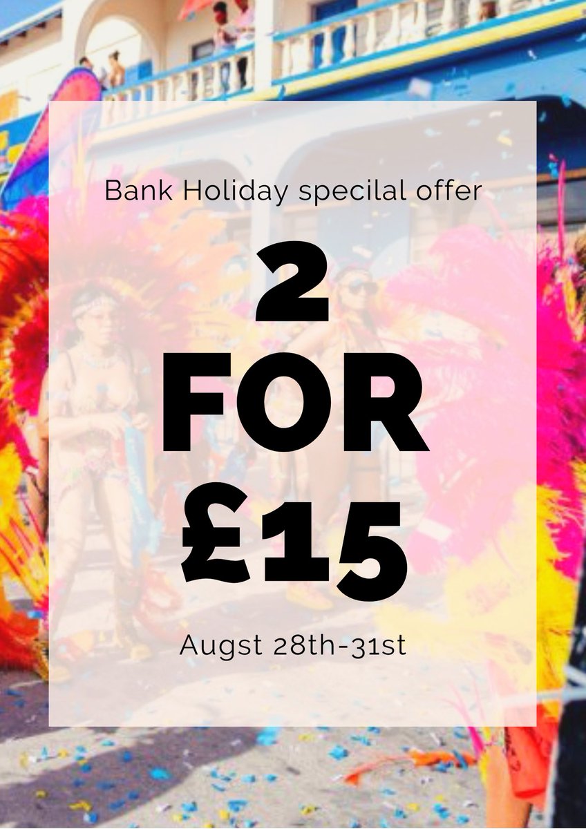 DrinkAMix's tweet photo. •Special Offer•
Carnival may be cancelled this year but Drinkamix will give you that carnival feeling. Grab 2 of our signature cocktails or slushes for  just £15 this bank holiday. ☀️🍹💃🏽 https://t.co/xV8GCRMaNN