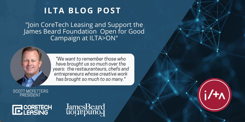 We are proud and honored to be involved with <a href="/ILTANet/">ILTA - International Legal Technology Association</a>. Although we may not be able to have a meal in person – we encourage you to join us in supporting <a href="/beardfoundation/">James Beard Foundation</a>  #OpenforGood. Read more about our donation drive: bit.ly/3b7kK3f

 #WeareILTA #ILTAisONE #ILTAsOnIt