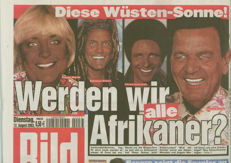 This is not fabricated by me. In 2003, <a href="/Bild/">BILD</a>, the biggest newspaper in Germany had this as their headline. The headline reads: "Are we all going to be Africans?" How are they getting away with something like that? #Drecksblatt #racism