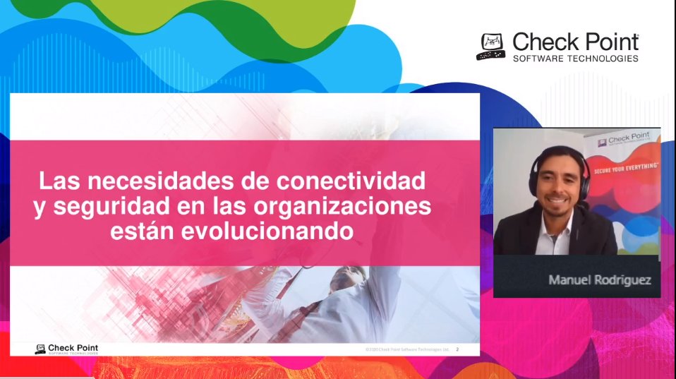 CheckPointLatAm's tweet photo. Manuel Rodriguez, Gerente de Ingeniería para el Norte de Latino América nos cuenta ahora cuál es el enfoque de Check Point para #SASE en #CheckPointSECURELatam #ciberseguridad https://t.co/uM0DDGR6Xd