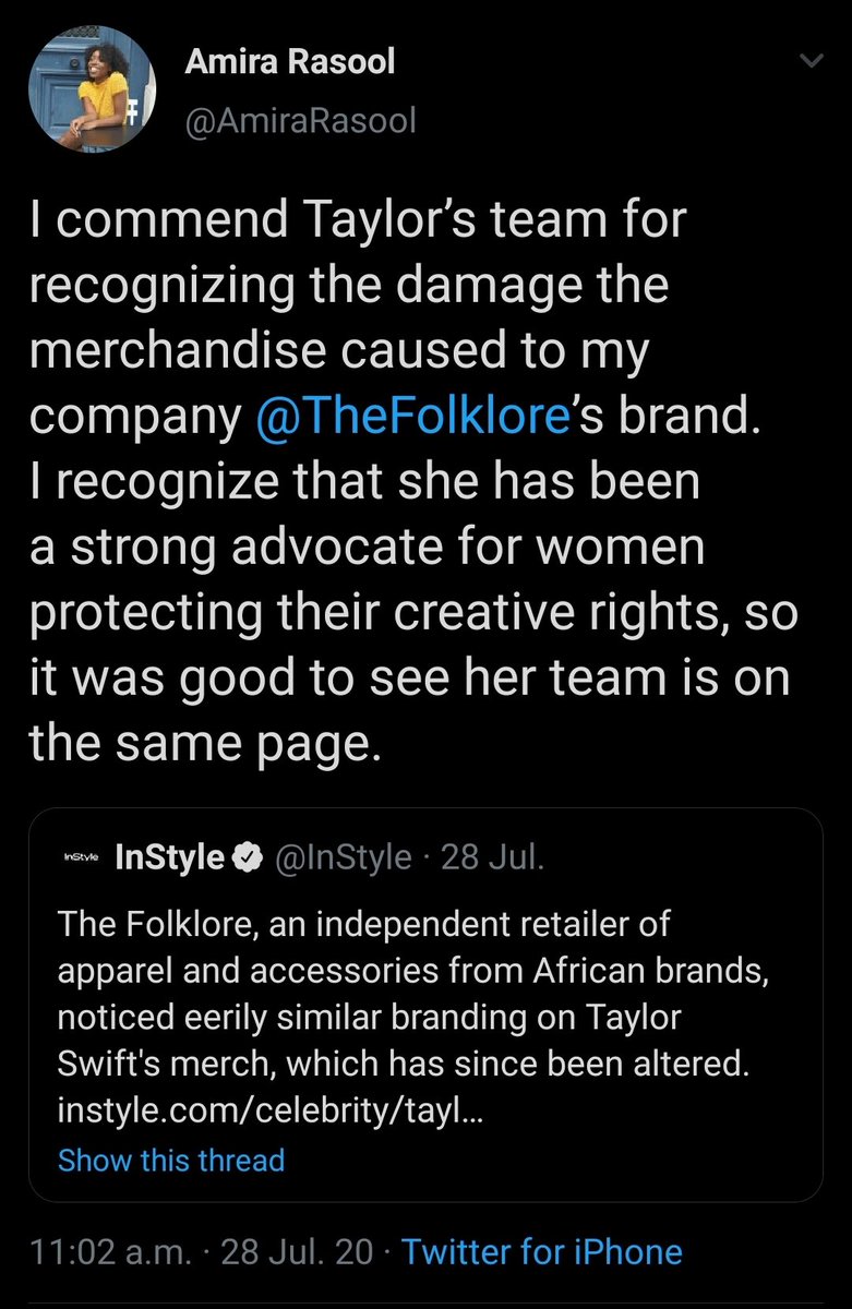 taylor's team received a complaint about similarities between her folklore album merch and another clothing company called The Folklore. not only did they amend the merch design, taylor also reached out and donated to the company.