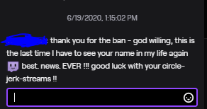Mama_Succ's tweet photo. I am just about fucking done with this harassment. 8 months of silence, I've tolerated this from this person. I AM DONE. This is a mere 3 screenshots out of 29 horrid ones. No one deserves to be spoken to this way, especially by a supposed full grown man once considered a friend. https://t.co/vQEMhRgyUL