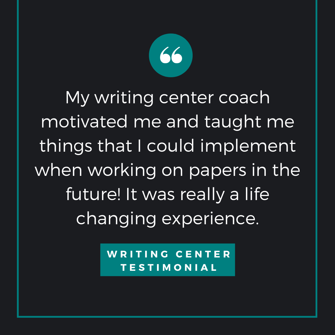 APUWriting's tweet photo. While each Writing Center appointment focuses primarily on one text, the goal is not to ultimately change one text. Instead, we use each text to think about long-term lessons and skills. #TWCthere4me https://t.co/RKkRDZGTNS