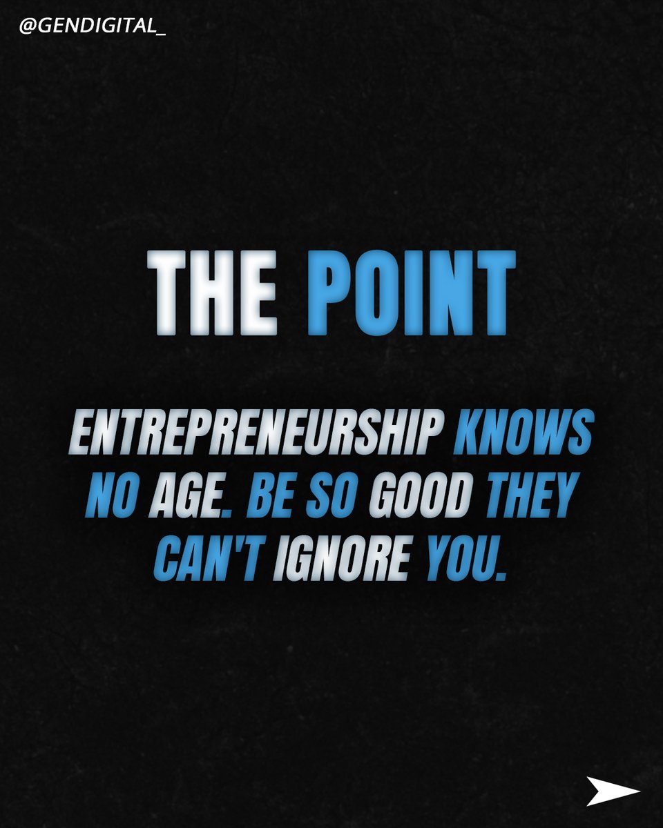 GenDigitalNow's tweet image. 😱Don't let your age stop you. Have a great idea at 70? Work on it. The world makes us feel that we are supposed to function within an age range. Don't let these #restrictions stop your growth. Follow us @gendigital.