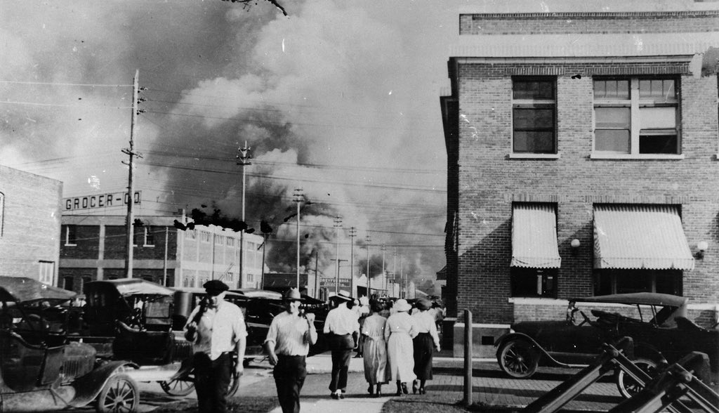 Turing the Tulsa race massacre, National Guardsmen as well as local police and government officials, joined forces with white supremacists to arrest Black residents, burn down Black-owned businesses and murder more than 150 Black Tulsans.