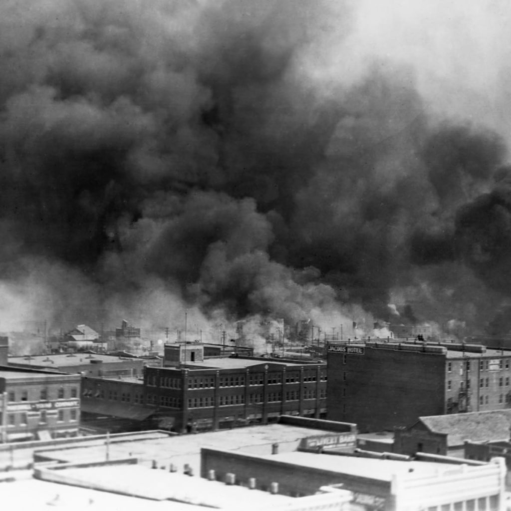 Turing the Tulsa race massacre, National Guardsmen as well as local police and government officials, joined forces with white supremacists to arrest Black residents, burn down Black-owned businesses and murder more than 150 Black Tulsans.