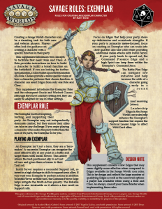 Here's an "exemplary" character concept, especially for #fantasy #SavageWorlds games (though all concepts are adaptable for other settings). New release from <a href="/Dead_Squadron/">Dead Squadron Games</a> on <a href="/DriveThruRPG/">DriveThruRPG</a>  for only $3! The Exemplar inspires and supports their party.

peginc.com/licensee-spotl…