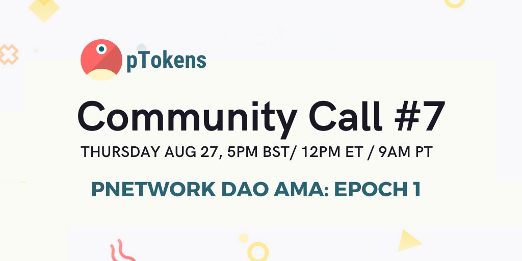 Join us tomorrow for an #AMA on the pNetwork #DAO!

👋  Meet the team behind #ptokens
👀  Review the latest proposal
🗳️  #Stake, Vote &amp; Earn $PNT🦜

Register to attend:
📆  bit.ly/3hy4qur