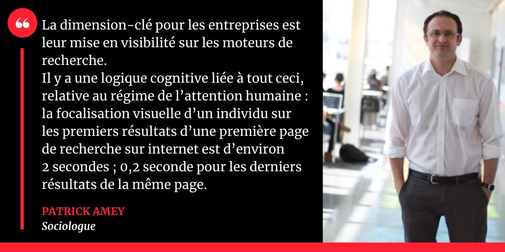 ✅ La dimension-clé pour les entreprises est leur mise en visibilité sur les moteurs de recherche...

💬 dit Patrick Amey, sociologue de la communication

📍 #TransfoNum #siteinternet #référencement #moteurderecherche #TransfoNum #SEO