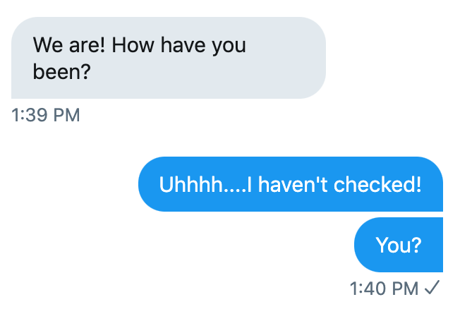 hankgreen's tweet photo. This is the only honest way I know how to answer "How are you?" messages.... https://t.co/K9hJRphdOj