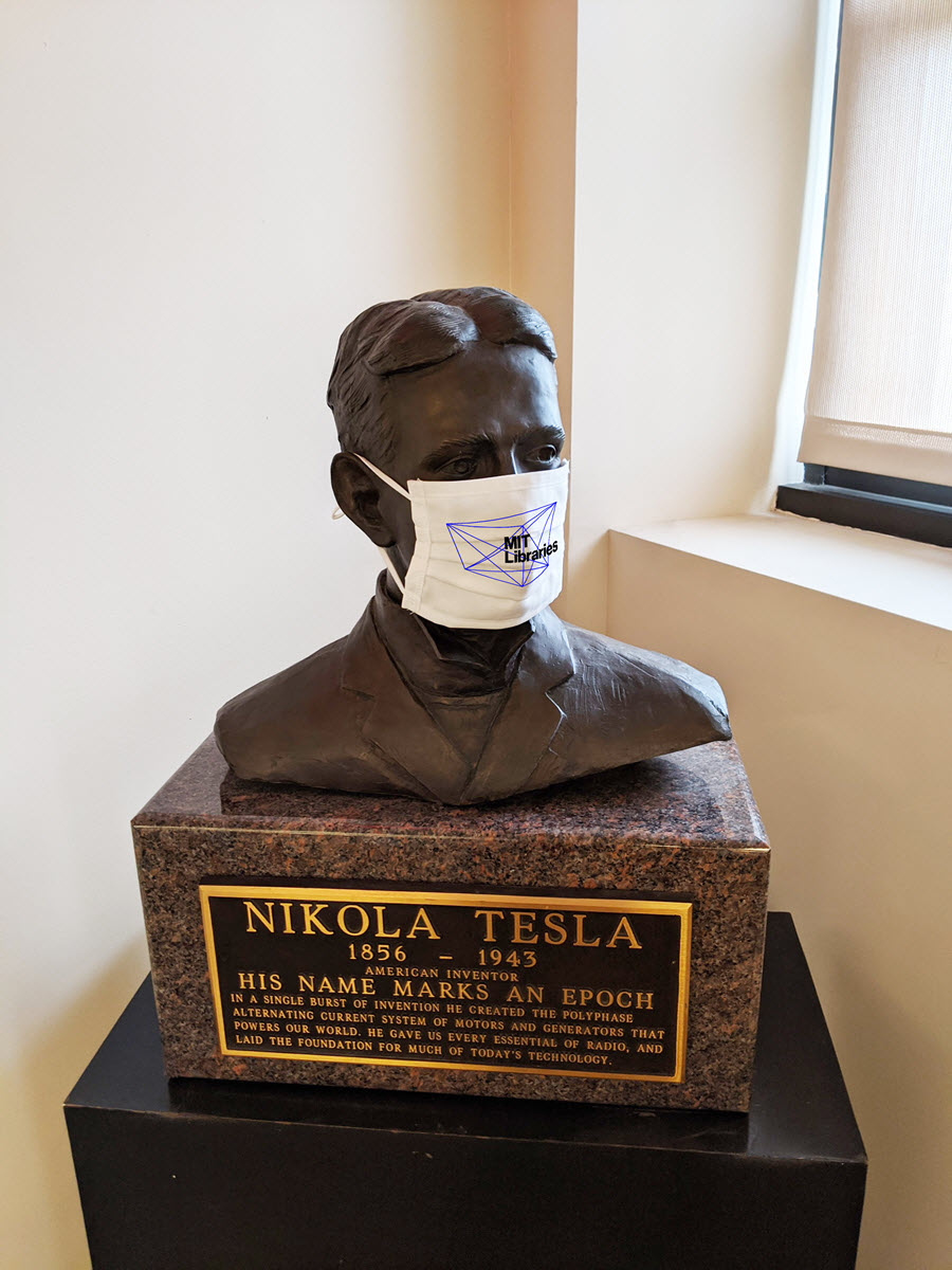 mitlibraries's tweet photo. Be like #NikolaTesla - wear a mask 😷👍 #BarkerLibrary https://t.co/IzZ98QzEJ0