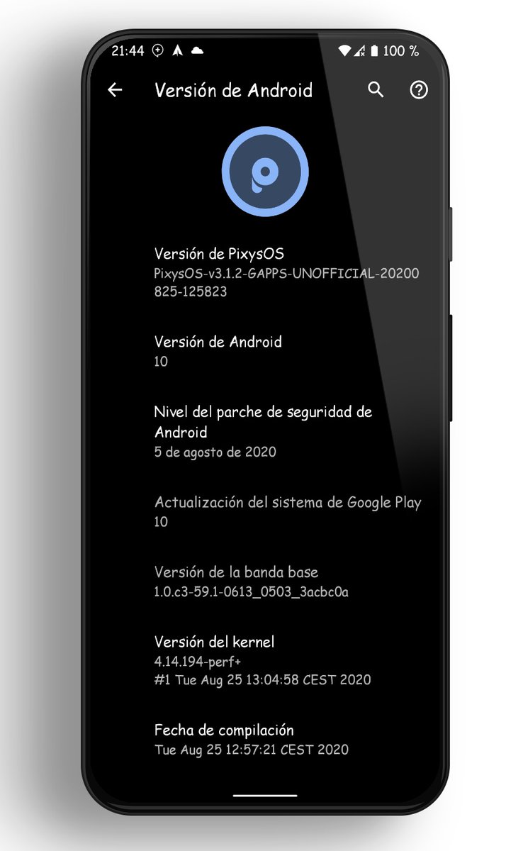 Daevisd's tweet image. Probando nueva ROM @Pixys_OS #PixysOS #Android10 #Aosp para el #XiaomiMi9 #Xiaomi 😎