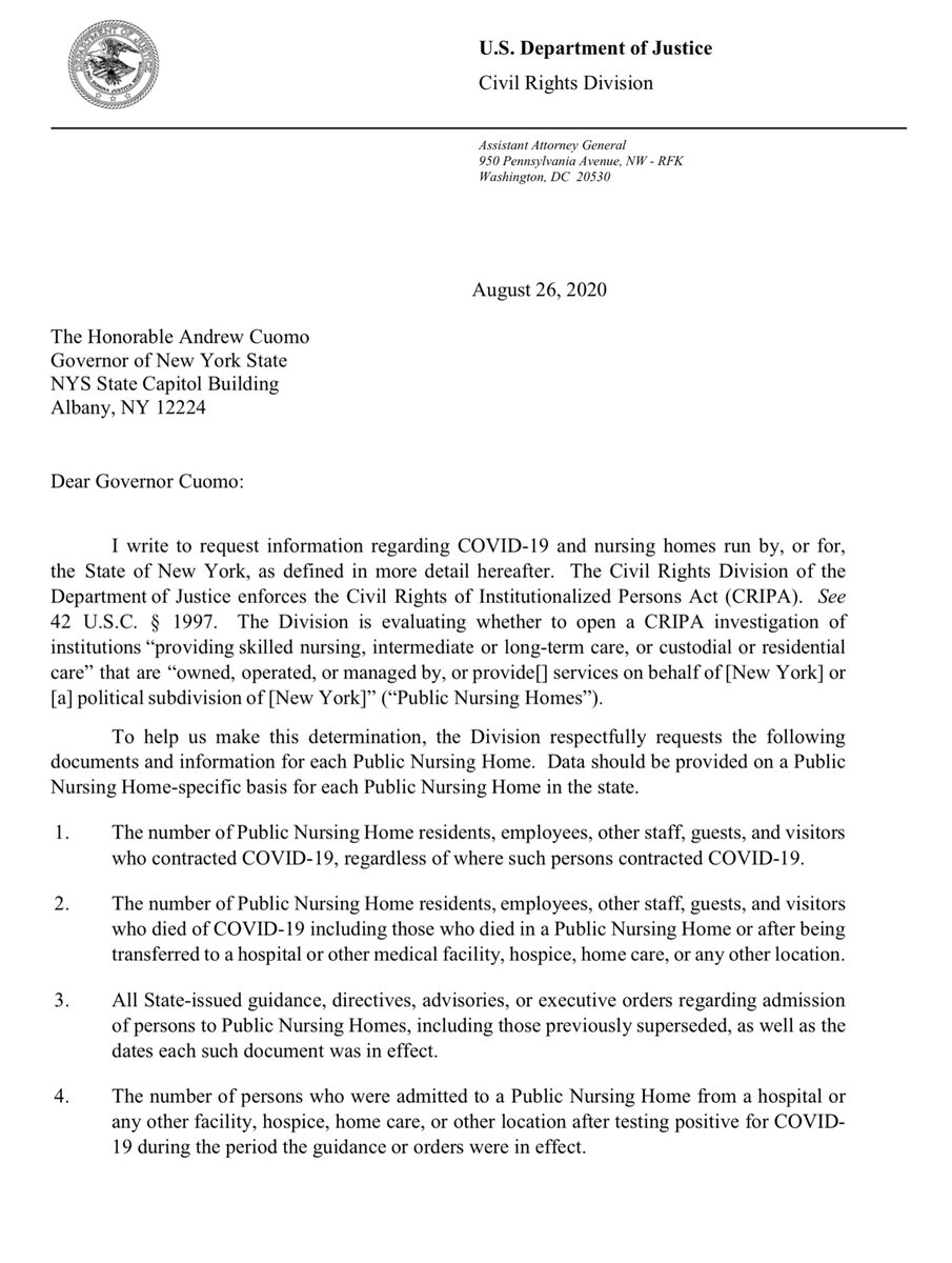 Do you get how completely fucked up this is?That once again  @realDonaldTrump ABUSING HIS OFFICE and  @TheJusticeDept is happy to do his dirty work -  @jaredkushner should he INDICTED for Gross Criminal Negligence resulting in deathBut nope going after NJ Gov