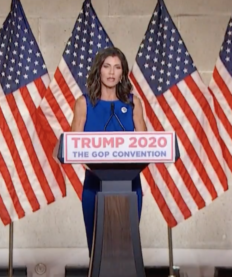 So apparently Kristi Noem was reported to be considered as a replacement for Pence. Notice anything about her podium?