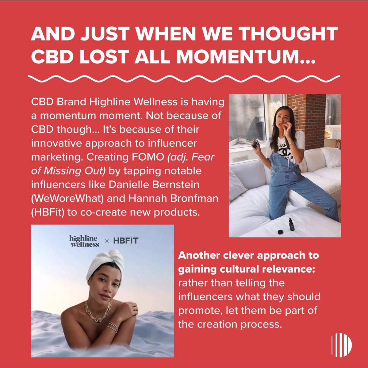 Well done @highlinewellness 👏🏼 marketing in the “COVID quarter” isn’t easy. Particularly impressed by your partnership with <a href="/hannahbronfman/">Hannah Bronfman</a> to make mental &amp; physical health accessible to those that need it most right now.