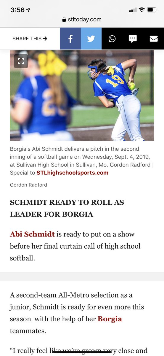 StLStix's tweet photo. Check out our own @Abischmidt2003 featured in the StL Post Dispatch.   Have a great senior year Abi and teammate @mya_hillermann Borgia pre-season #2 in small schools. https://t.co/vZJCLSUZFr