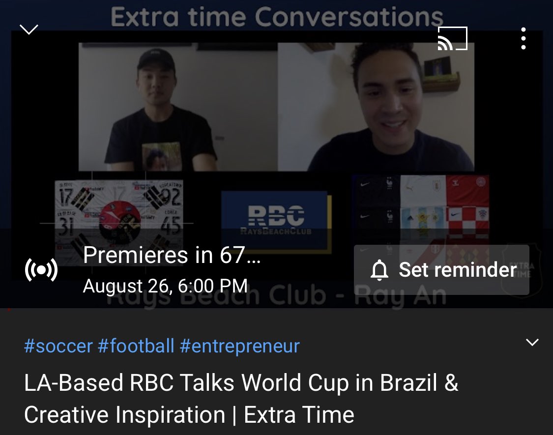 KevOro's tweet photo. 🚨New video alert🚨
Extra Time Conversations is a new show where I speak to creators of the soccer world about life, culture and of course, soccer! 

First episode today at 6 PM EST with @RAYSBEACHCLUB Creative Director, Ray An. 

https://t.co/fothmUku2X https://t.co/ey0nJH7JvW