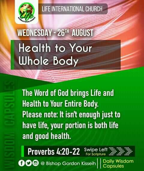 hubghlive's tweet photo. Health To Your Whole Body. 🙏
Follow @bishopgordonkisseih on Instagram 🙏
#bishopgoedonkisseih #wisdomcapsules #lifeinternationalchurch #wordofgod #gospel #preaching #gospelofchrist #dailywordofgod #dailywords #quotes #pastor #preacher #manofgod #august . . . #hubgh https://t.co/wGhEKwH0MU